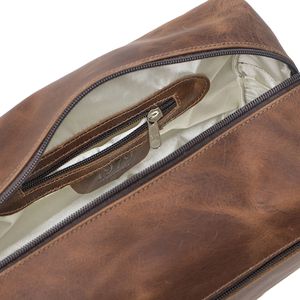  Nécessaire de Couro masculina Bolsa de mão MADRI ROTA79 cor Carvalho