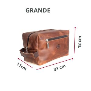  Kit Nécessaire masculina MADRI tamanho Grande e Nécessaire MADRI tamanho Médio de Couro ROTA79 cor CARVALHO 