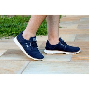 Sapato masculino Casual confortável Urban Class couro cor Marinho