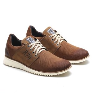 Sapato Casual masculino moderno Urban Class couro marrom Havana