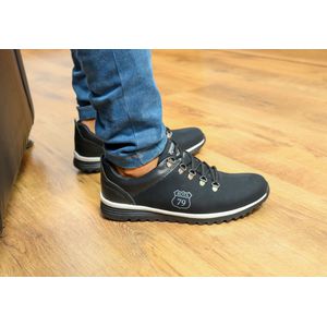 Tênis Esporte Urban Way Masculino em couro Nobuck Preto