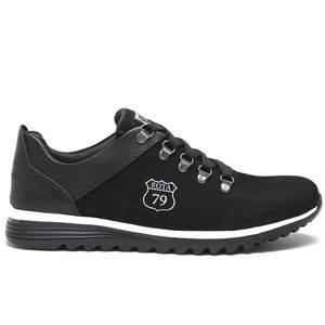 Tênis Esporte Urban Way Masculino em couro Nobuck Preto