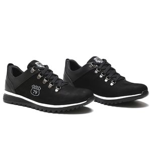 Tênis Esporte Urban Way Masculino em couro Nobuck Preto