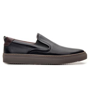 Tênis Iate Slip On Casual Masculino em Couro Preto... - SAVELLI CALÇADOS