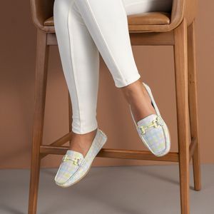 Mocassim Feminino Florença Em Couro Xadrez Multi P... - SAVELLI CALÇADOS