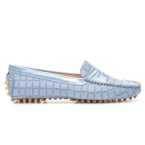 Mocassim Feminino Nice Em Couro Azul Savelli - SAVELLI CALÇADOS