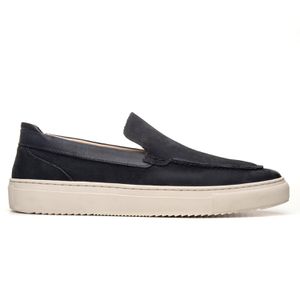 Tênis Slip On Masculino Florence em Couro Azul Mar... - SAVELLI CALÇADOS