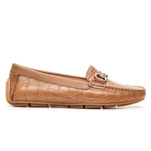 Mocassim Feminino Florença Em Couro Croco Tan Save... - SAVELLI CALÇADOS
