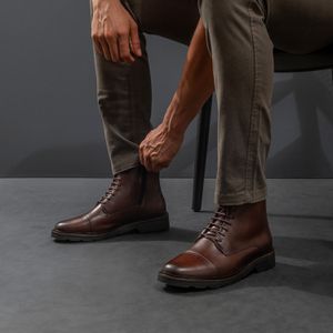 Bota Masculina Coturno Kansas em Couro Café Savell... - SAVELLI CALÇADOS