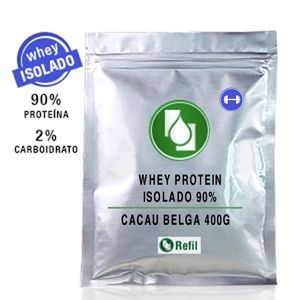 Whey Protein Isolado 90% Cacau Belga 400g Refil