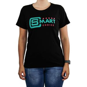 Camiseta Feminina Smart Preta Silk Turquesa e Rosa - SMARTCHOICEBR