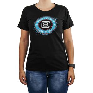 Camiseta Feminina SMART CHOICE Preta Logo Azul - SMARTCHOICEBR