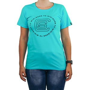 Camiseta Feminina SMART CHOICE Turquesa Logo Preto - SMARTCHOICEBR