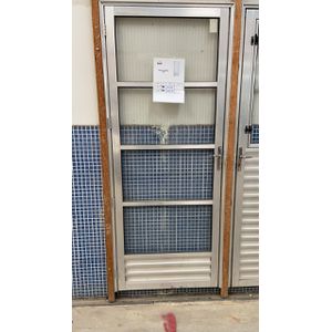 PORTA DE ALUMÍNIO PRATA COM VIDRO FIXA DIREITA 0,8... - Sperandio