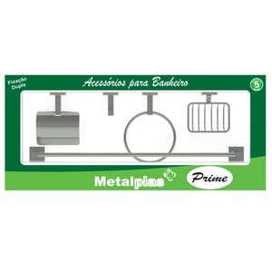 KIT BANHEIRO METAL 05 PEÇAS PRIME INOX METALPLAS - Sperandio