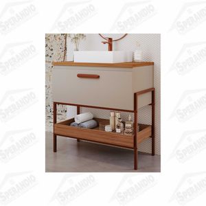 ARMARIO BANH.PORTINARI 80CM - CAPPUCINO/FREIJO C/C... - Sperandio