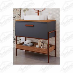 ARMARIO BANH.PORTINARI 80CM - TITANIUM/FREIJO C/CU... - Sperandio