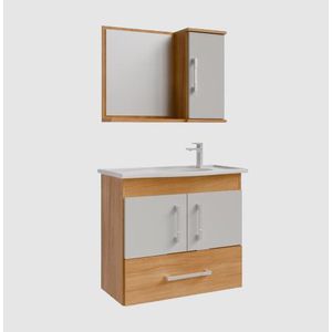 ARMARIO BANH.ATENAS 65CM C/ESPELHEIRA CINAMOMO/BRA... - Sperandio