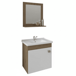 ARMARIO BANH.IRIS 44CM C/ESPELHEIRA CINAMOMO/BRANC - Sperandio