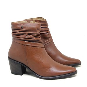 Bota Cano Curto Perlatto em Couro Marrom - ZOCCOLETTE