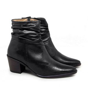 Bota Cano Curto Perlatto em Couro Preto - ZOCCOLETTE