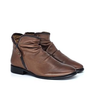 Bota Cano Curto Perlatto em Couro Marrom - ZOCCOLETTE