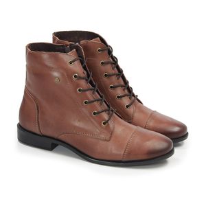 Bota Feminina Em Couro Marrom Clássica Ajustável - ZOCCOLETTE