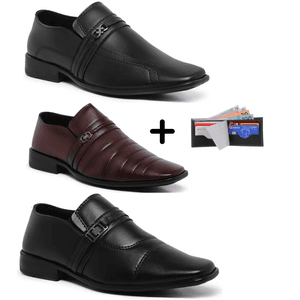 Kit 3 pares Sapato social + brinde - Borgatta 