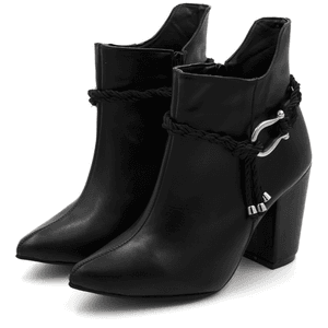 Bota Cano Curto Bico Fino Salto Grosso - 190400 NA... - DROPSHIPPING GRIFFE SHOES - SOMENTE CLIENTES AUTORIZADOS