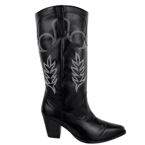 Bota Texana Floter Preta Bordada 23011 - 23011FLOT... - DROPSHIPPING GRIFFE SHOES - SOMENTE CLIENTES AUTORIZADOS