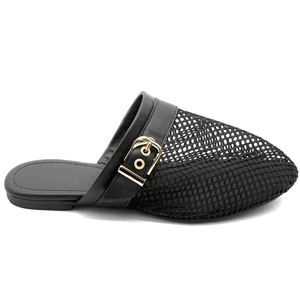 Mule Em Tela Com Fivela 5402 Preto - 5402-PRETO - DROPSHIPPING GRIFFE SHOES - SOMENTE CLIENTES AUTORIZADOS