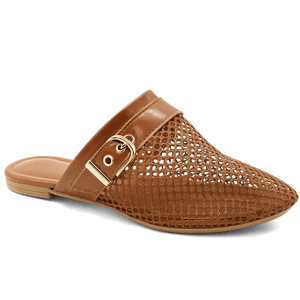 Mule Em Tela Com Fivela 5402 Cacau - 5402-CACAU - DROPSHIPPING GRIFFE SHOES - SOMENTE CLIENTES AUTORIZADOS