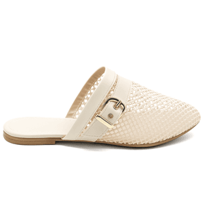 Mule Em Tela Com Fivela 5402 Off White - 5402-OFFW... - DROPSHIPPING GRIFFE SHOES - SOMENTE CLIENTES AUTORIZADOS