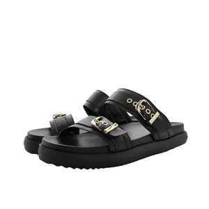 Papete 003 Duas Tiras com Fivela Floter Preto - 00... - DROPSHIPPING GRIFFE SHOES - SOMENTE CLIENTES AUTORIZADOS