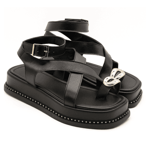Papete Flatform Feminina Floter Preto 23403 - 234... - DROPSHIPPING GRIFFE SHOES - SOMENTE CLIENTES AUTORIZADOS