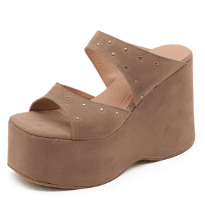 Tamanco Anabela 182179 Camurça Aveia - 182179-CAM... - DROPSHIPPING GRIFFE SHOES - SOMENTE CLIENTES AUTORIZADOS
