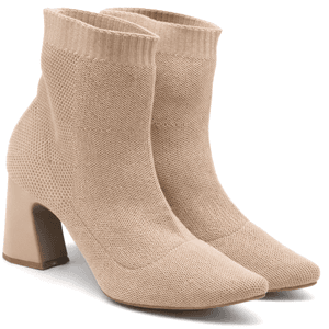 Bota Cano Baixo Salto Grosso Meia 184000 Nude - 18... - DROPSHIPPING GRIFFE SHOES - SOMENTE CLIENTES AUTORIZADOS