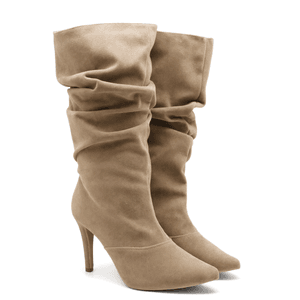 Bota Feminina Cano Médio Slouchy 1714 Camurça Arei... - DROPSHIPPING GRIFFE SHOES - SOMENTE CLIENTES AUTORIZADOS