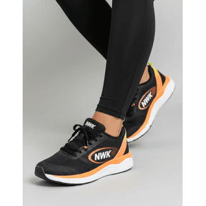 Tênis Esporte Corrida Leve Feminino Preto Com Laranja Gym Academia Macio - Igo Franca | Especialista em Calçados Sociais e Conforto
