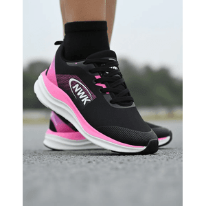 Tênis Esporte Corrida Leve Feminino Preto Com Rosa Gym Academia Macio - Igo Franca | Especialista em Calçados Sociais e Conforto