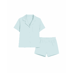 Pijama Camisa e Short - Azul Claro