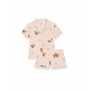 Pijama Camisa e Short Teddy Bear - Rosa Claro