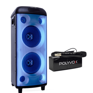 Caixa Som Torre Polyvox Bluetooth 2000W + Microfone com fio - POLYVOX