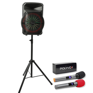 Kit com Caixa Amplificada Xc-715T Polyvox Bluetooth 700w + Tripé para Caixa 1.80 + Par de ... - POLYVOX