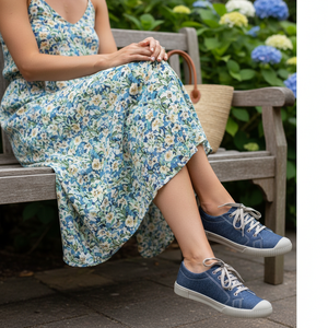 Tênis Feminino Casual Charlote Moderno Confortavel fashionista Cor azul jeans