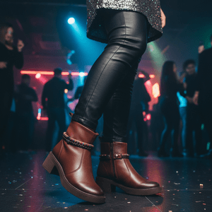 Bota Feminina Marrom Cano Curto – Estilo Boho Chic com Detalhe Artesanal – Conforto e Estilo em Cada Passo