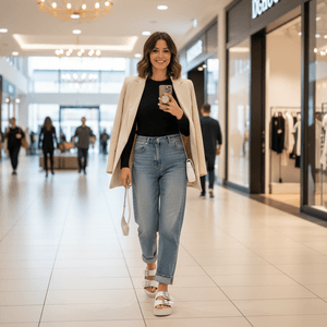 Papete Feminina Urban Sandalia Confortável com Fivela e Detalhe Metalizado, Leve e Anatômica Plataforma Off-White