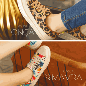 Kit dois tênis casuais Primavera e Onça off white ...