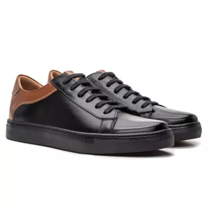 Sapato Masculino Enzo Couro Latego Preto/Whisky - Alex Senne | Sapatos Sociais Premium