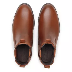 Bota Masculina Chelsea Em Couro Legítimo Kéffor Caramelo 